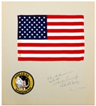 Apollo 12 Flown U.S. Flag, Measuring 11.5'' x 8'', Affixed to Presentation Mat Signed by Each of the Apollo 12 Crew Members: Charles Conrad, Richard Gordon & Alan Bean -- From Richard Gordon Estate
